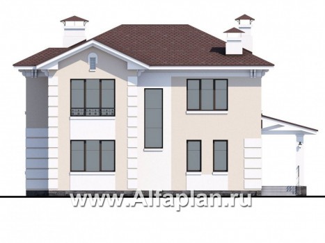 Проекты домов Альфаплан - «Галатея» - двухэтажный коттедж в традиционном стиле - превью фасада №4