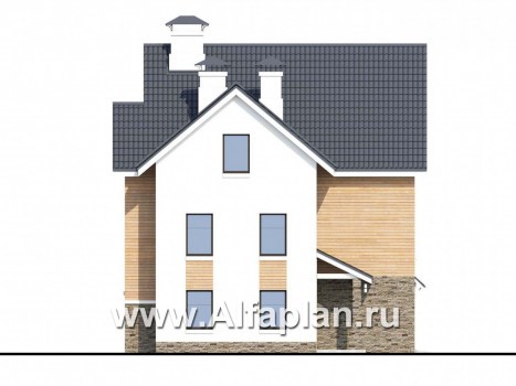 Проекты домов Альфаплан - «Сапфир» - трехэтажный дом с большим гаражом для маленького участка - превью фасада №3