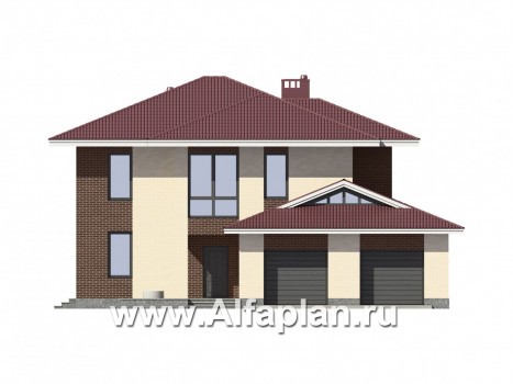 Проекты домов Альфаплан - Комфортабельный дом в современном стиле - превью фасада №1