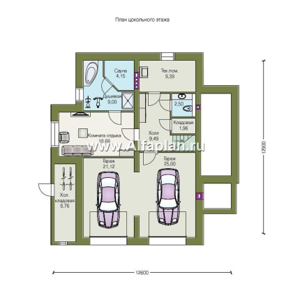Проекты домов Альфаплан - «Юсупов» - особняк с просторной гостиной - превью плана проекта №1
