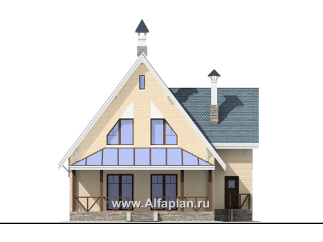 Проекты домов Альфаплан - «Шесть соток» - дом для маленького участка - превью фасада №4