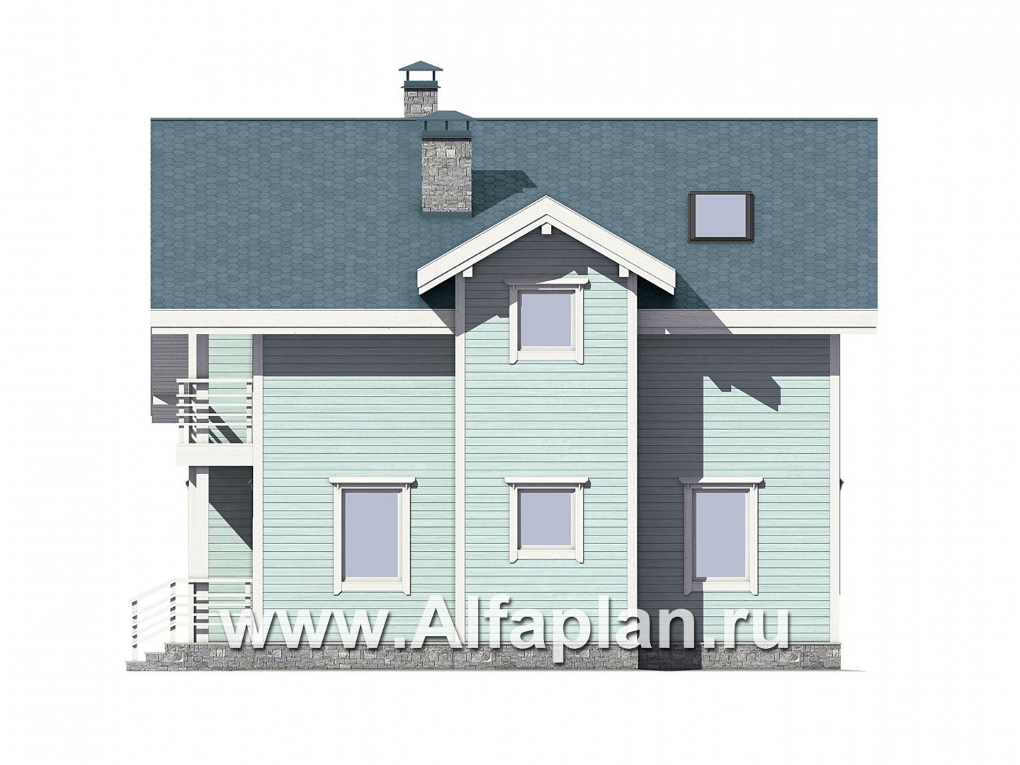 Проекты домов Альфаплан - Каркасный дом с комфортной планировкой - изображение фасада №4