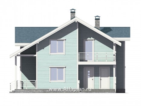 Проекты домов Альфаплан - Каркасный дом с комфортной планировкой - превью фасада №1