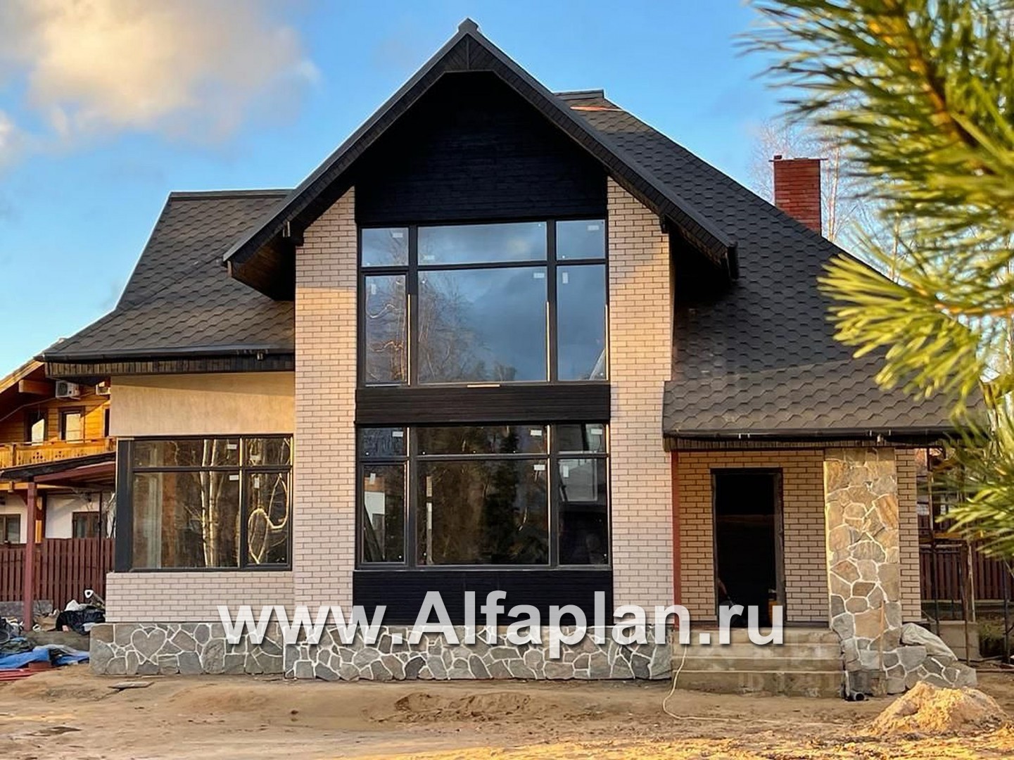 Проекты домов Альфаплан - «Альтаир» - современный мансардный дом - дополнительное изображение №1