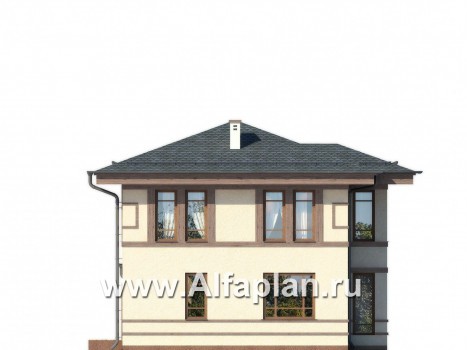 Проекты домов Альфаплан - Двухэтажный дом в восточном стиле - превью фасада №3