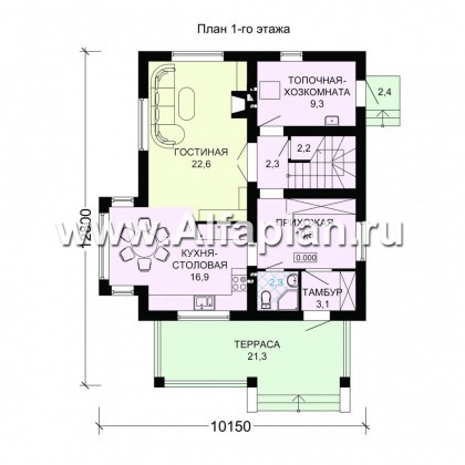 Проекты домов Альфаплан - Двухэтажный дом в восточном стиле - превью плана проекта №1