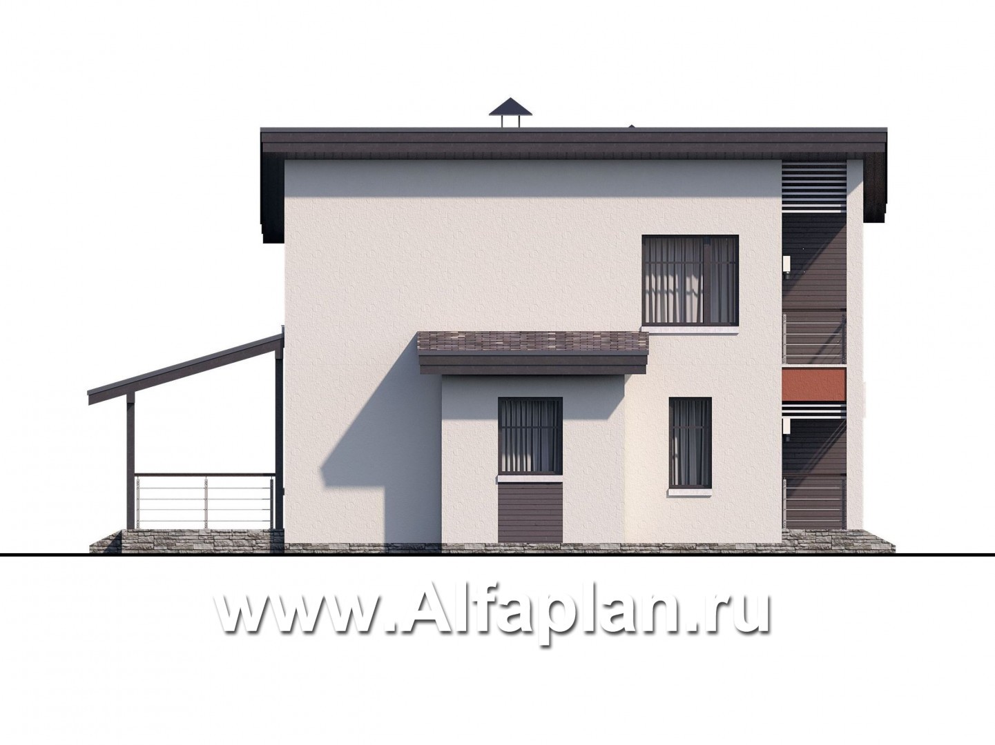 Проекты домов Альфаплан - «Рациональ» - компактный коттедж с односкатной кровлей - изображение фасада №3