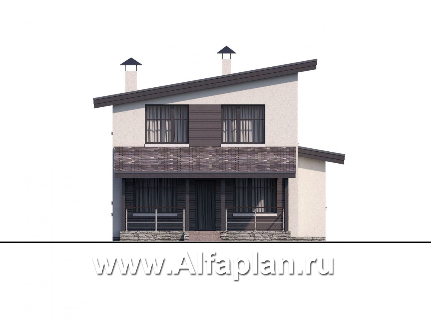 Проекты домов Альфаплан - «Рациональ» - компактный коттедж с односкатной кровлей - изображение фасада №4