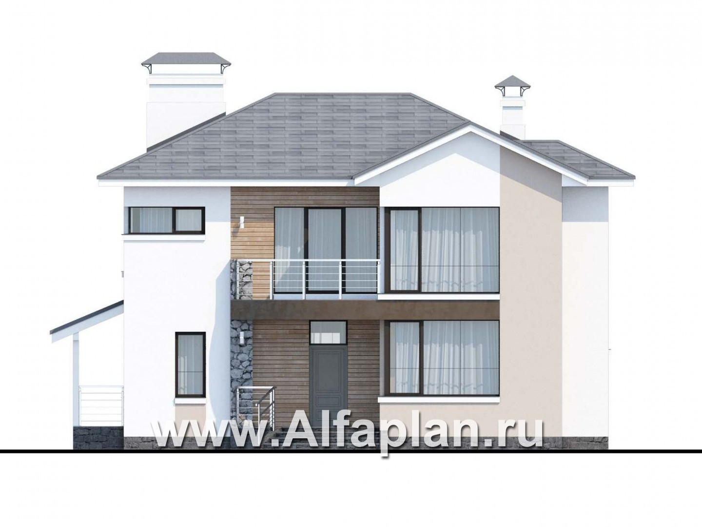 Проекты домов Альфаплан - «Платина» - стильный современный дом в европейской традиции - изображение фасада №1