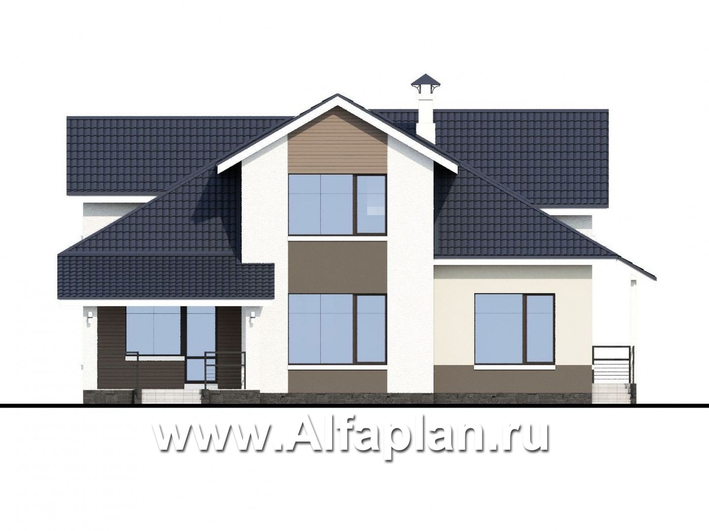 Проекты домов Альфаплан - «Кластер Персея» - дом с двумя жилыми комнатами на 1 эт и с мансардой - изображение фасада №4
