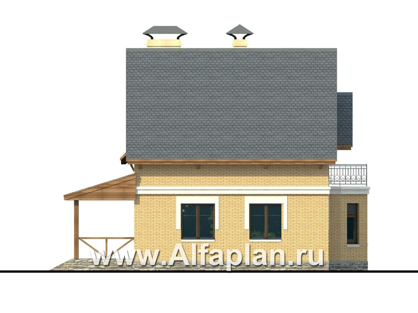Проекты домов Альфаплан - Дом из газобетона «Шевалье» - изображение фасада №3