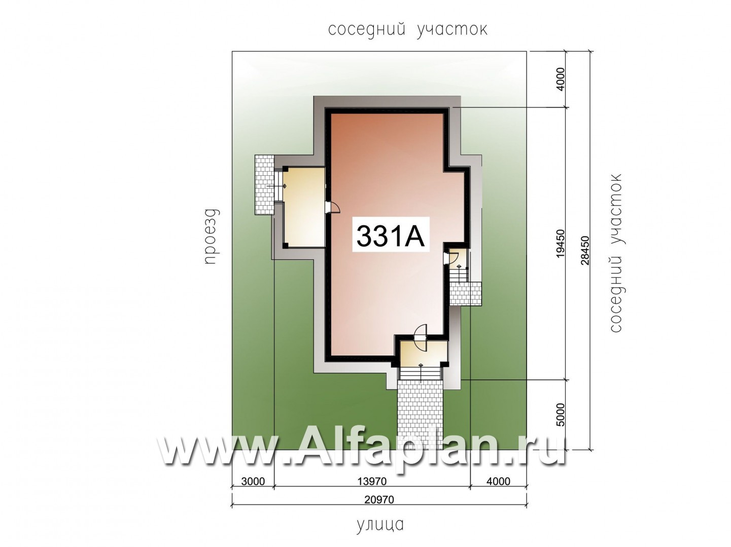 Проекты домов Альфаплан - «Ариадна» - одноэтажный дом для узкого участка - дополнительное изображение №2