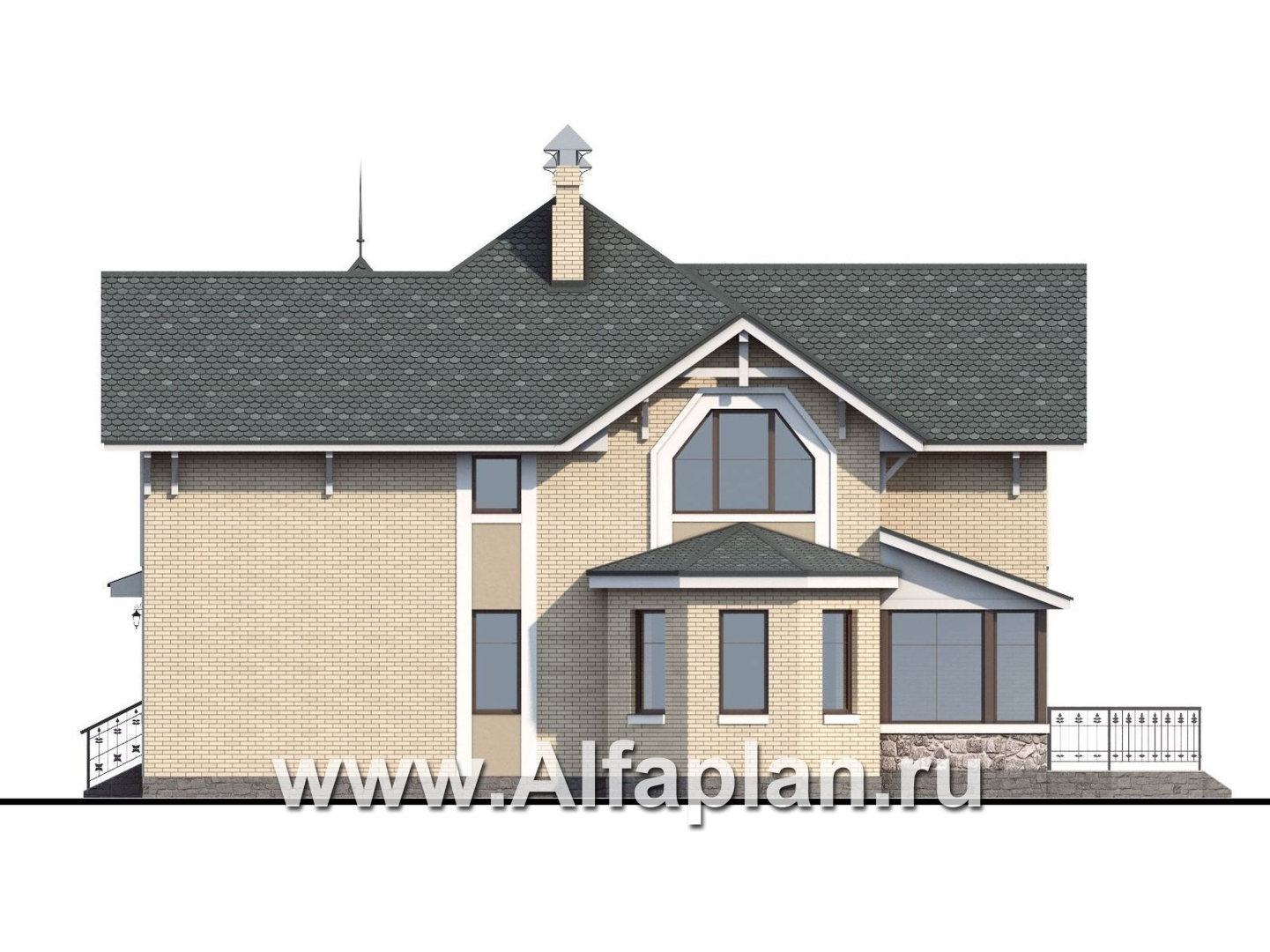 Проекты домов Альфаплан - «Бестужев» - классический коттедж с удобным планом - изображение фасада №2