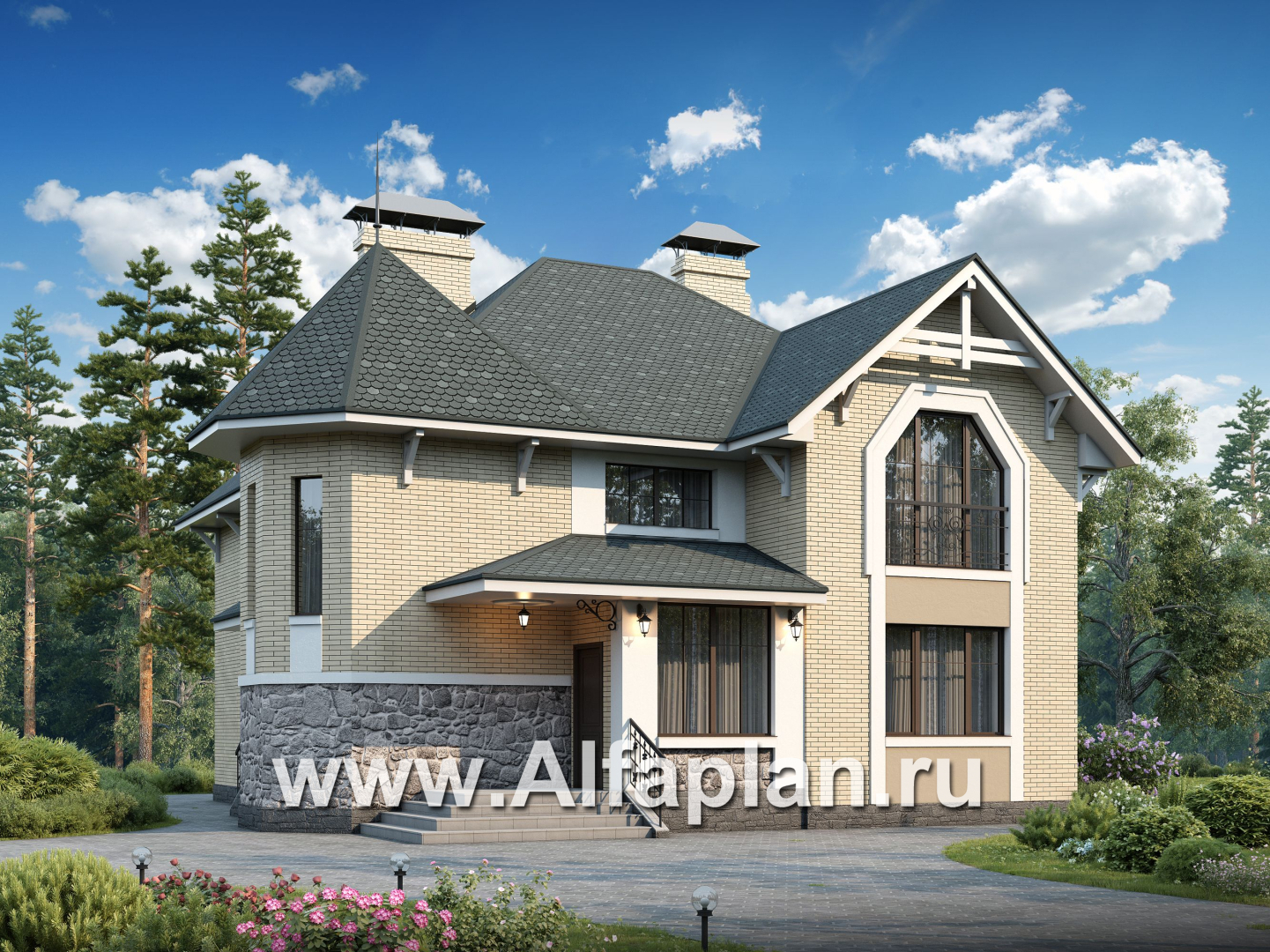 Проекты домов Альфаплан - «Бестужев» - классический коттедж с удобным планом - дополнительное изображение №1