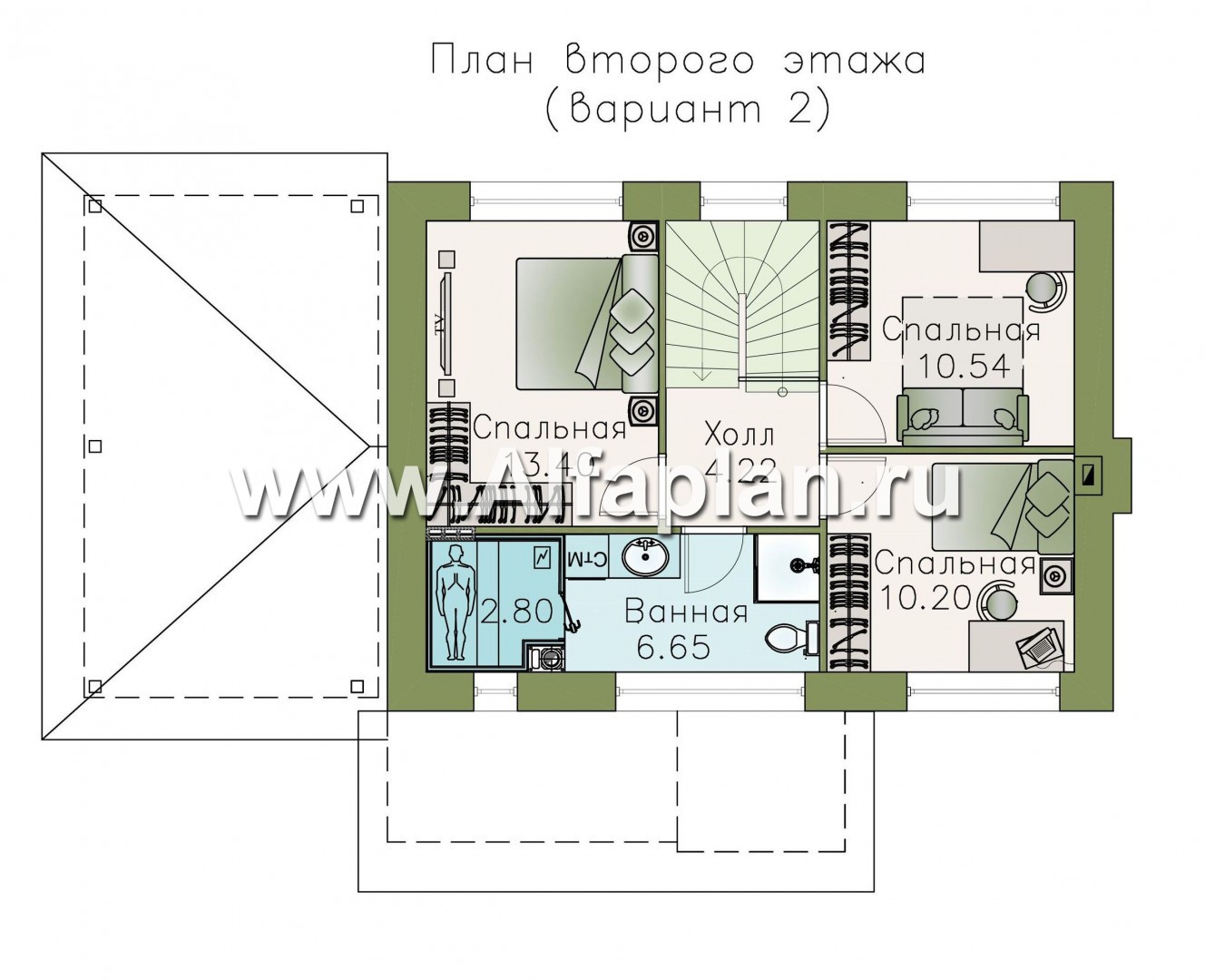 Проекты домов Альфаплан - Кирпичный дом «Карат» с гаражом навесом - изображение плана проекта №3