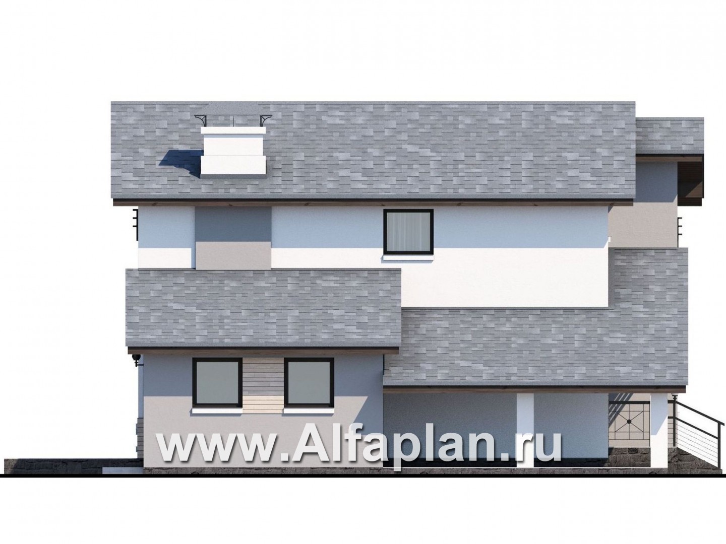 Проекты домов Альфаплан - «Солнечный» - современный, компактный и комфортный дом - изображение фасада №3