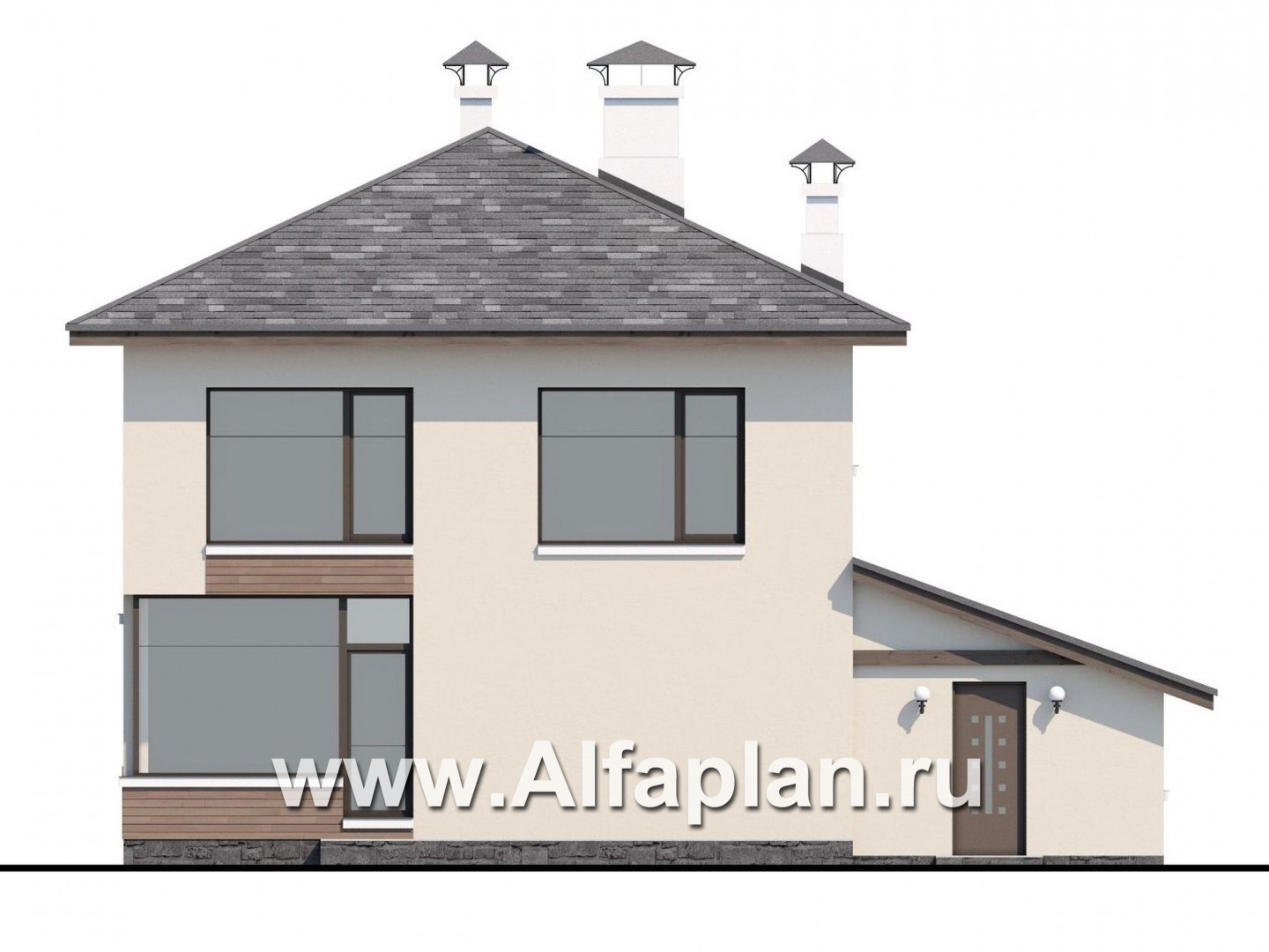 Проекты домов Альфаплан - «Эволюция» - удобный современный коттедж - изображение фасада №4