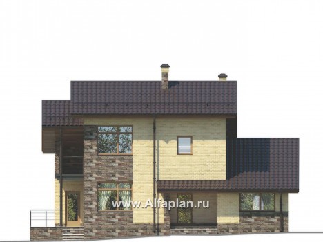 Проекты домов Альфаплан - Современный и рациональный двуxэтажный коттедж - превью фасада №1