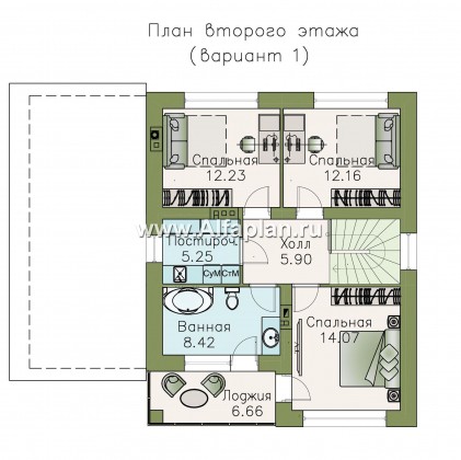 Проекты домов Альфаплан - «Эволюция» - удобный современный коттедж - превью плана проекта №2