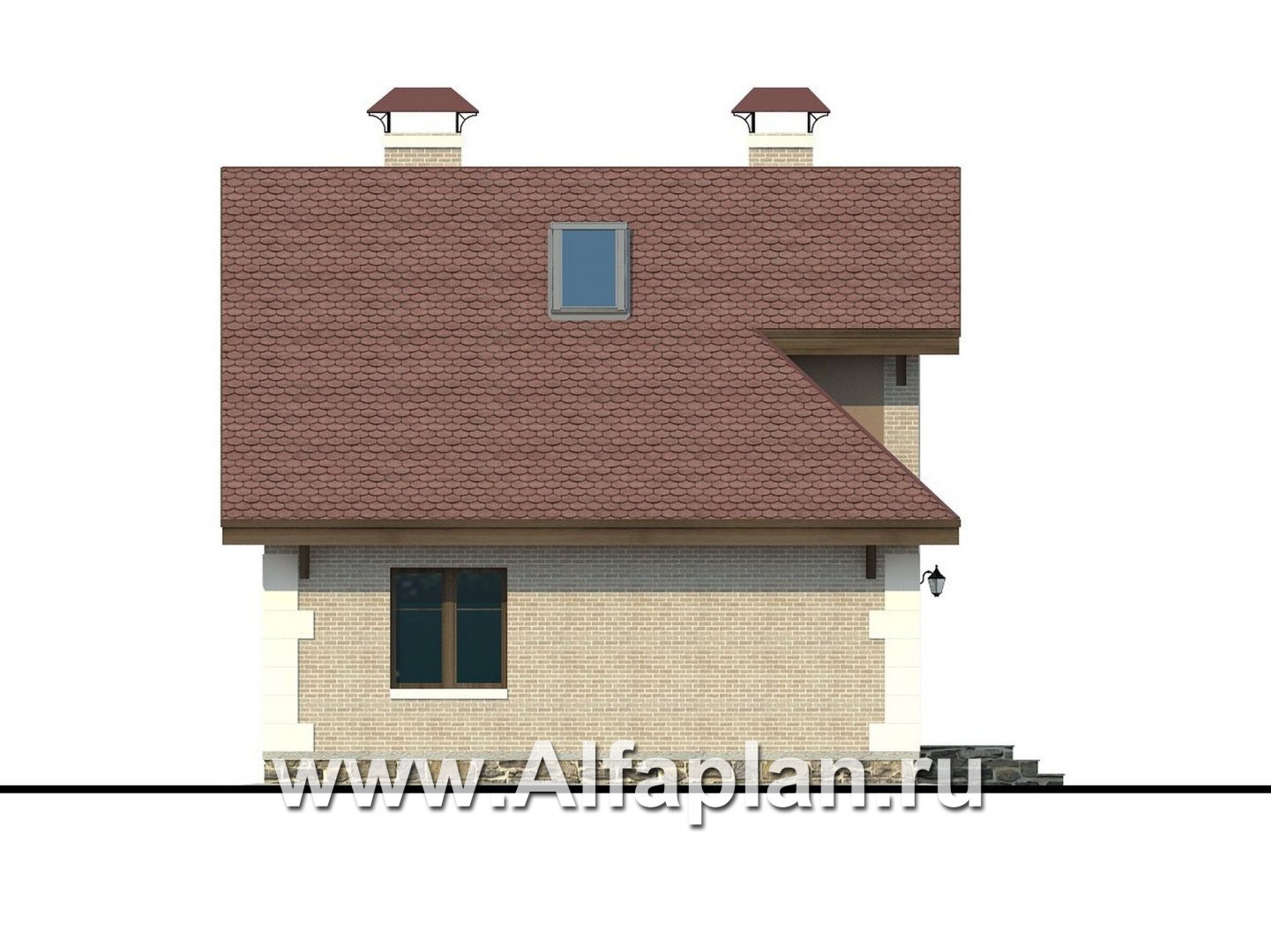 Проекты домов Альфаплан - «Замечательный сосед» - небольшой дом с верандой и студией в мансарде - изображение фасада №3