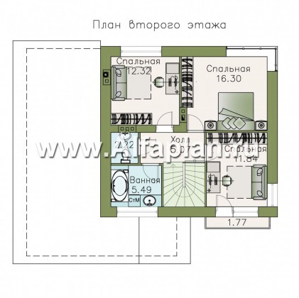 Проекты домов Альфаплан - «Смарт»- удобный двухэтажный дом - превью плана проекта №2