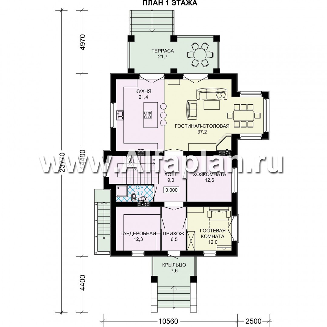 Проекты домов Альфаплан - Особняк бизнес класса с цокольным этажом и мансардой - план проекта №2
