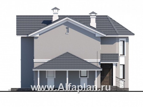 Проекты домов Альфаплан - «Веста» - небольшой удобный дом c гаражом-навесом - превью фасада №3