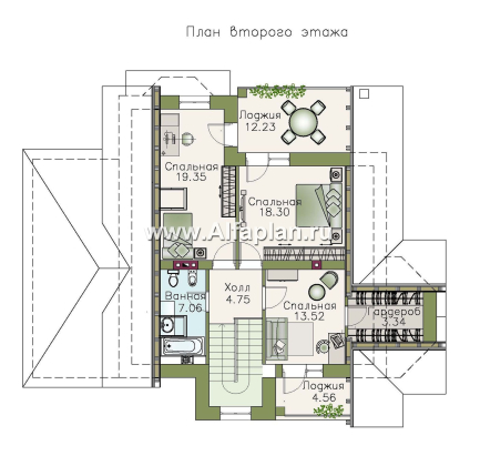 Проекты домов Альфаплан - «Зальцбург»- рациональный дом с навесом для машины - превью плана проекта №2