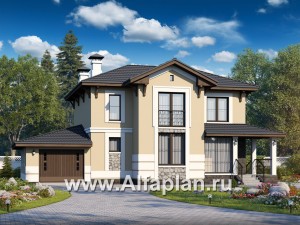 Проекты домов Альфаплан - «Невский стиль» - удобный и красивый двухэтажный дом с гаражом - превью основного изображения
