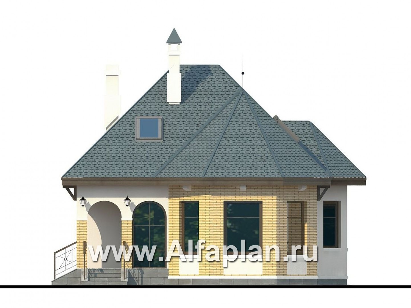 Проекты домов Альфаплан - Дом для отдыха со студией в мансарде - изображение фасада №1