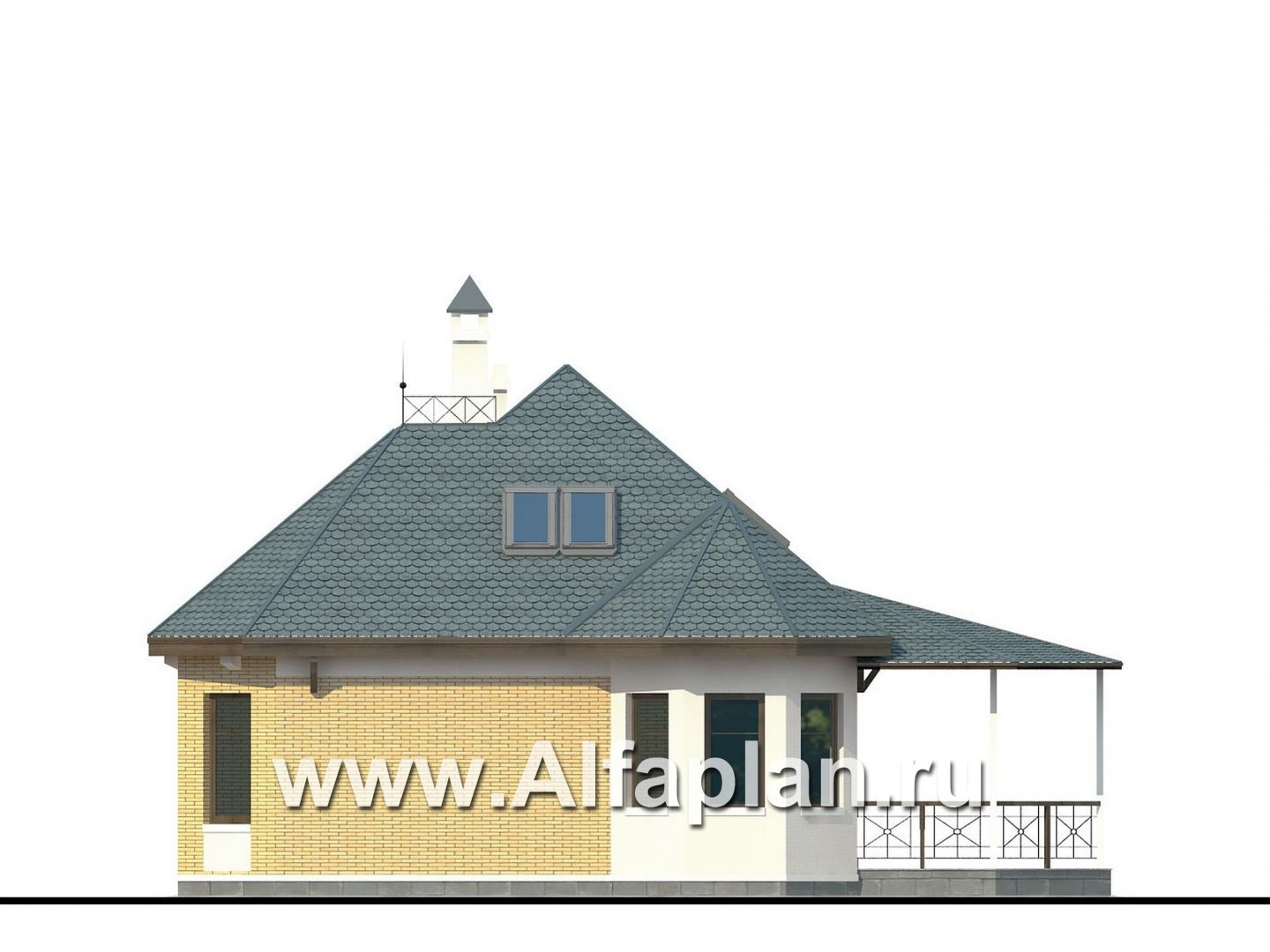 Проекты домов Альфаплан - Дом для отдыха со студией в мансарде - изображение фасада №2
