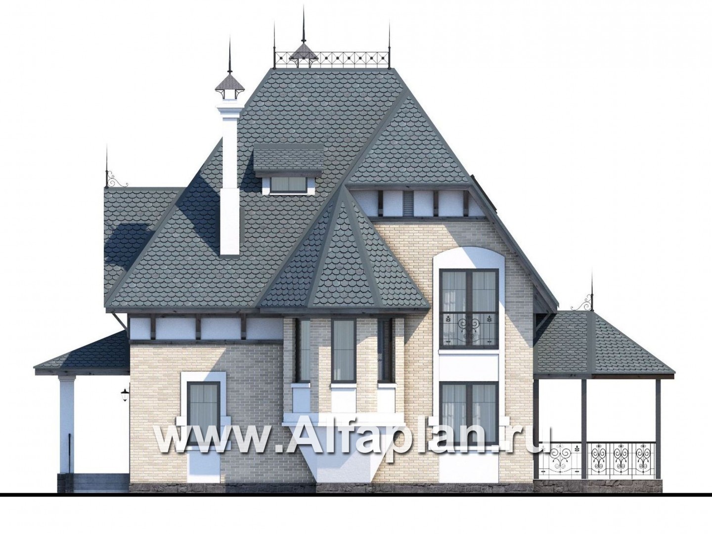 Проекты домов Альфаплан - «Вианден» - коттедж с высокой кровлей - изображение фасада №1