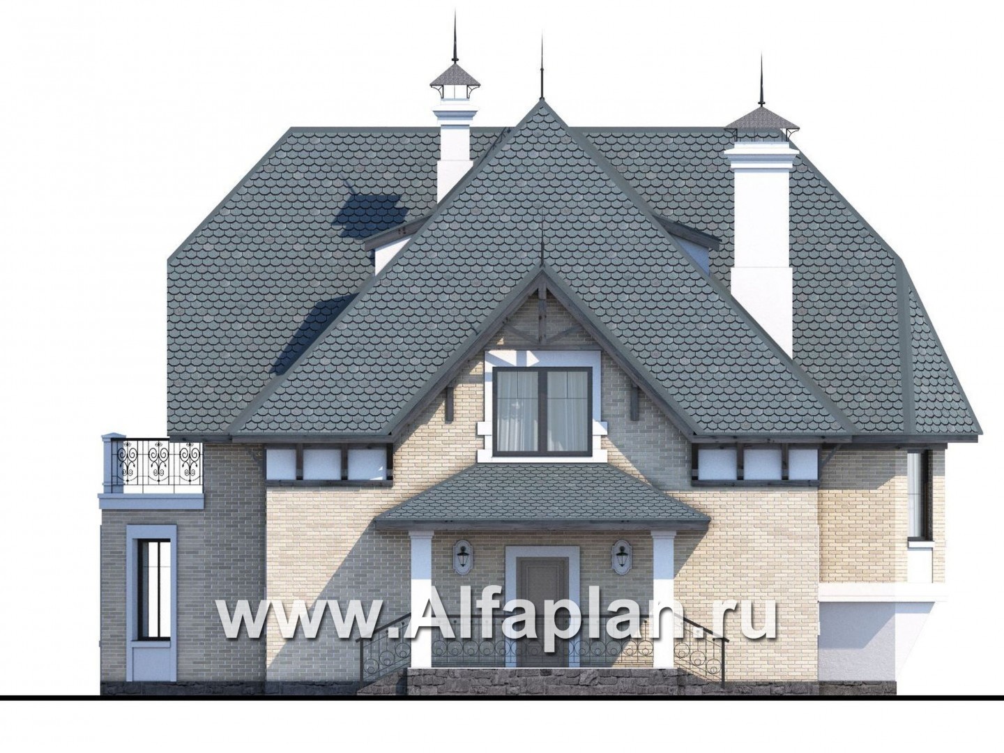Проекты домов Альфаплан - «Вианден» - коттедж с высокой кровлей - изображение фасада №3