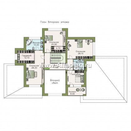 Проекты домов Альфаплан - «Тибр» — респектабельный двухэтажный особняк с гаражом - превью плана проекта №2