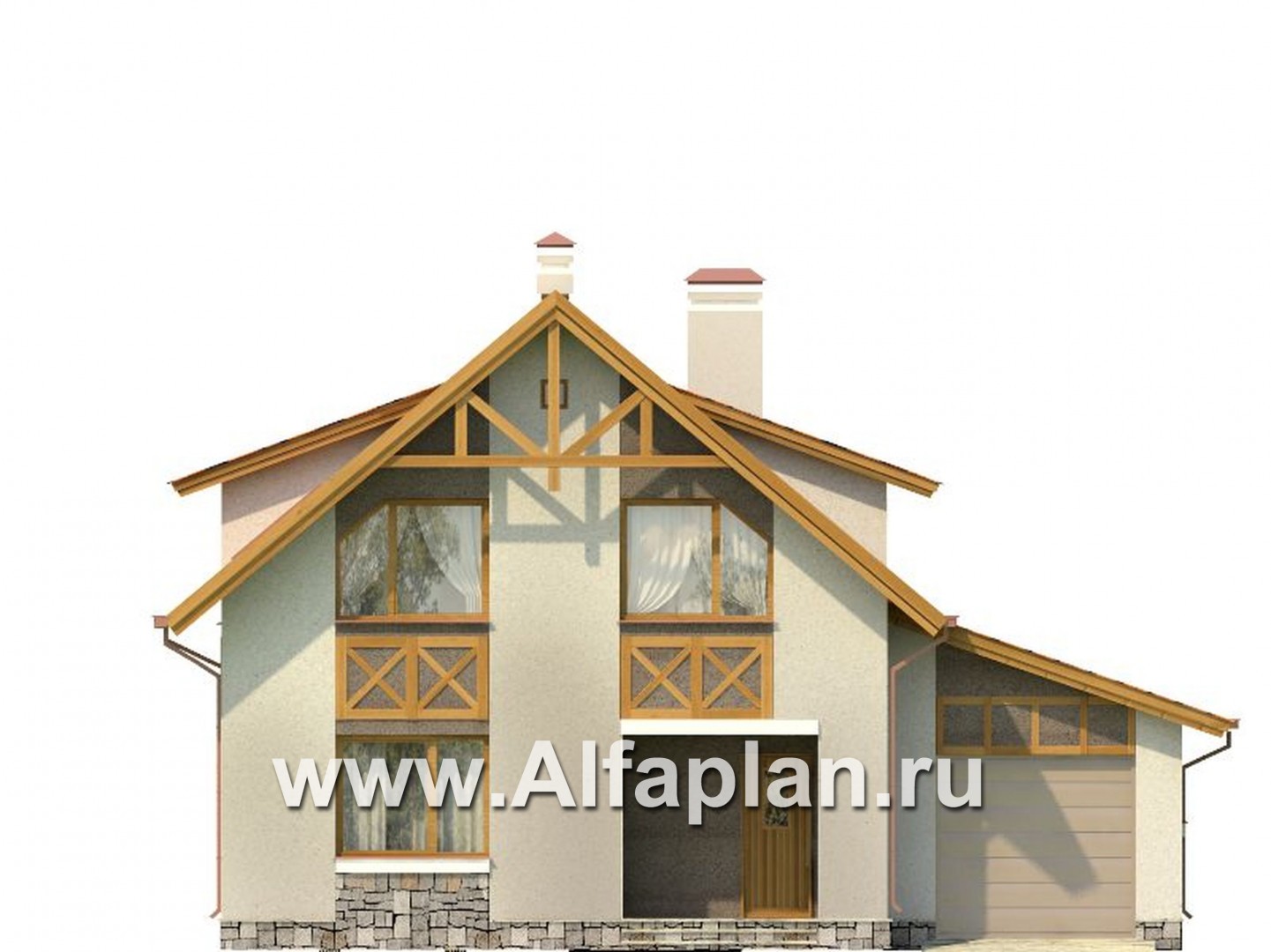Проекты домов Альфаплан - Экономичный дом из газобетона - изображение фасада №1