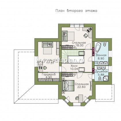 Проекты домов Альфаплан - «Клио» - классический коттедж с красивым эркером - превью плана проекта №2