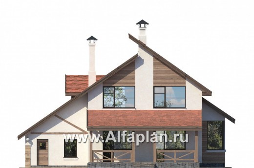 Проекты домов Альфаплан - «Футура» - коттедж для современной семьи с двумя детьми - превью фасада №4
