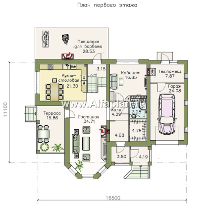 Проекты домов Альфаплан - «Модус Вивенди»- двухэтажный  дом с гаражом - превью плана проекта №1
