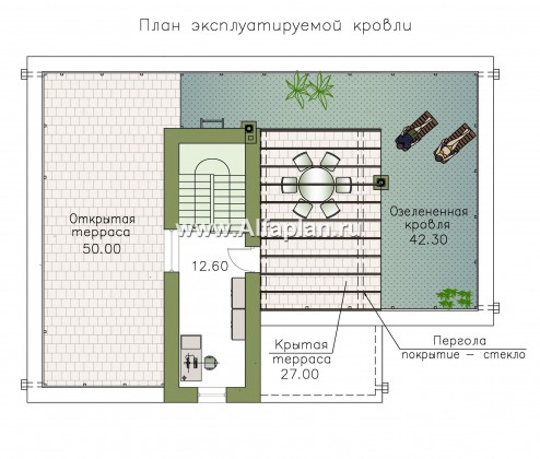 Проекты домов Альфаплан - «Гоген» - коттедж (дуплекс) с эксплуатируемой кровлей - превью плана проекта №3