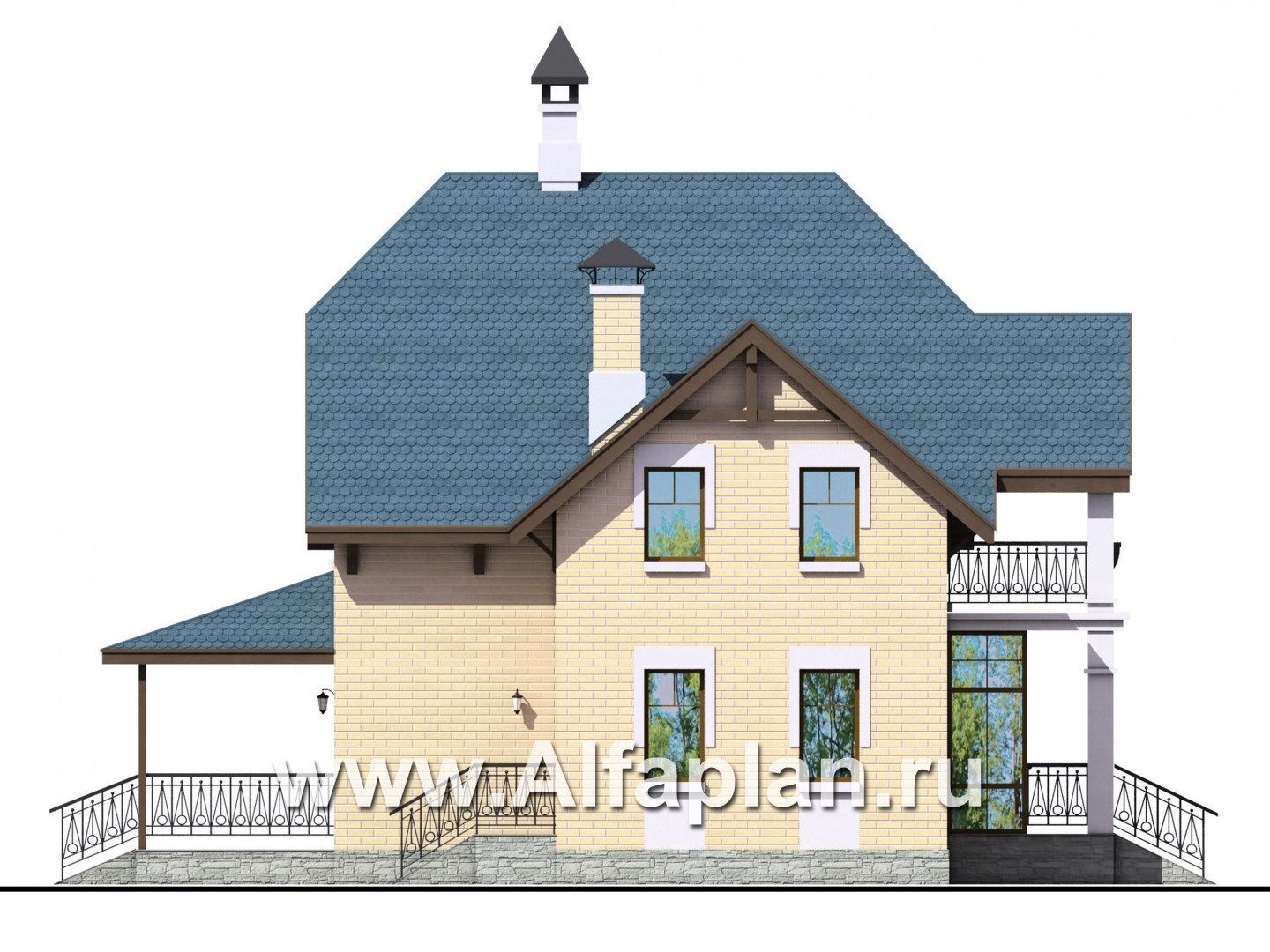 Проекты домов Альфаплан - «Дачный комфорт» - коттедж для отдыха и проживания - изображение фасада №3
