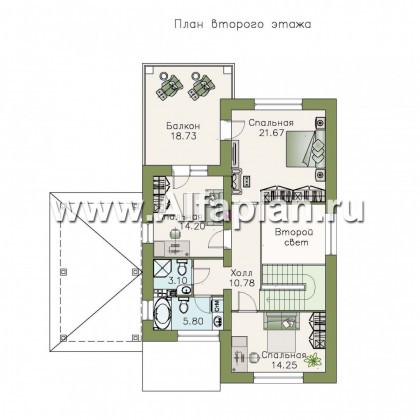 Проекты домов Альфаплан - «Монрепо» - компактный дом из блоков с гаражом-навесом - превью плана проекта №2