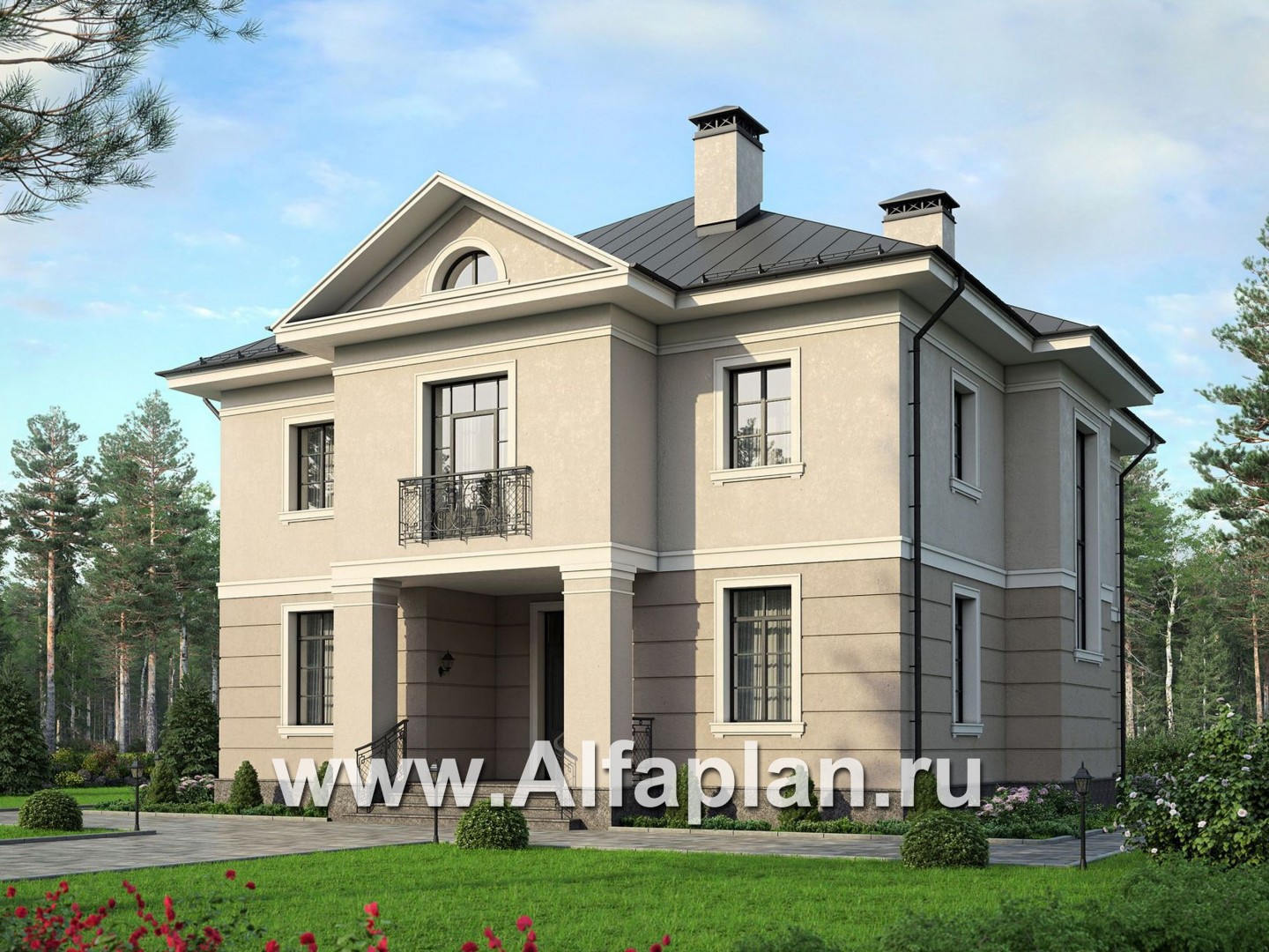 Проекты домов Альфаплан - Классический двухэтажный коттедж - дополнительное изображение №1