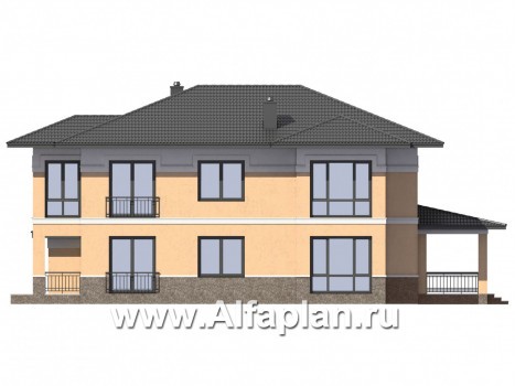 Проекты домов Альфаплан - Двухэтажный коттедж с большим гаражом - превью фасада №3