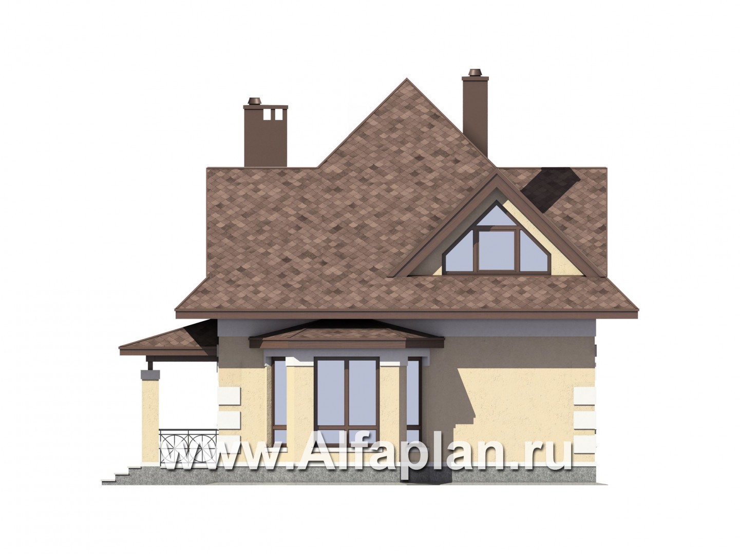 Проекты домов Альфаплан - Компактный мансардный дом из газобетона - изображение фасада №4
