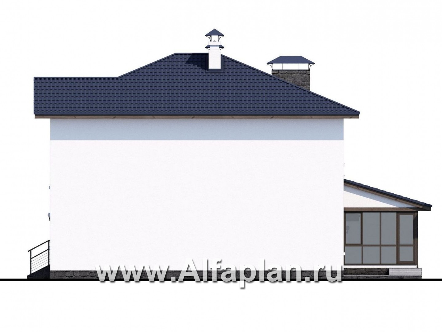 Проекты домов Альфаплан - «Седьмая высота» - современный коттедж с гаражом и просторной верандой - изображение фасада №2