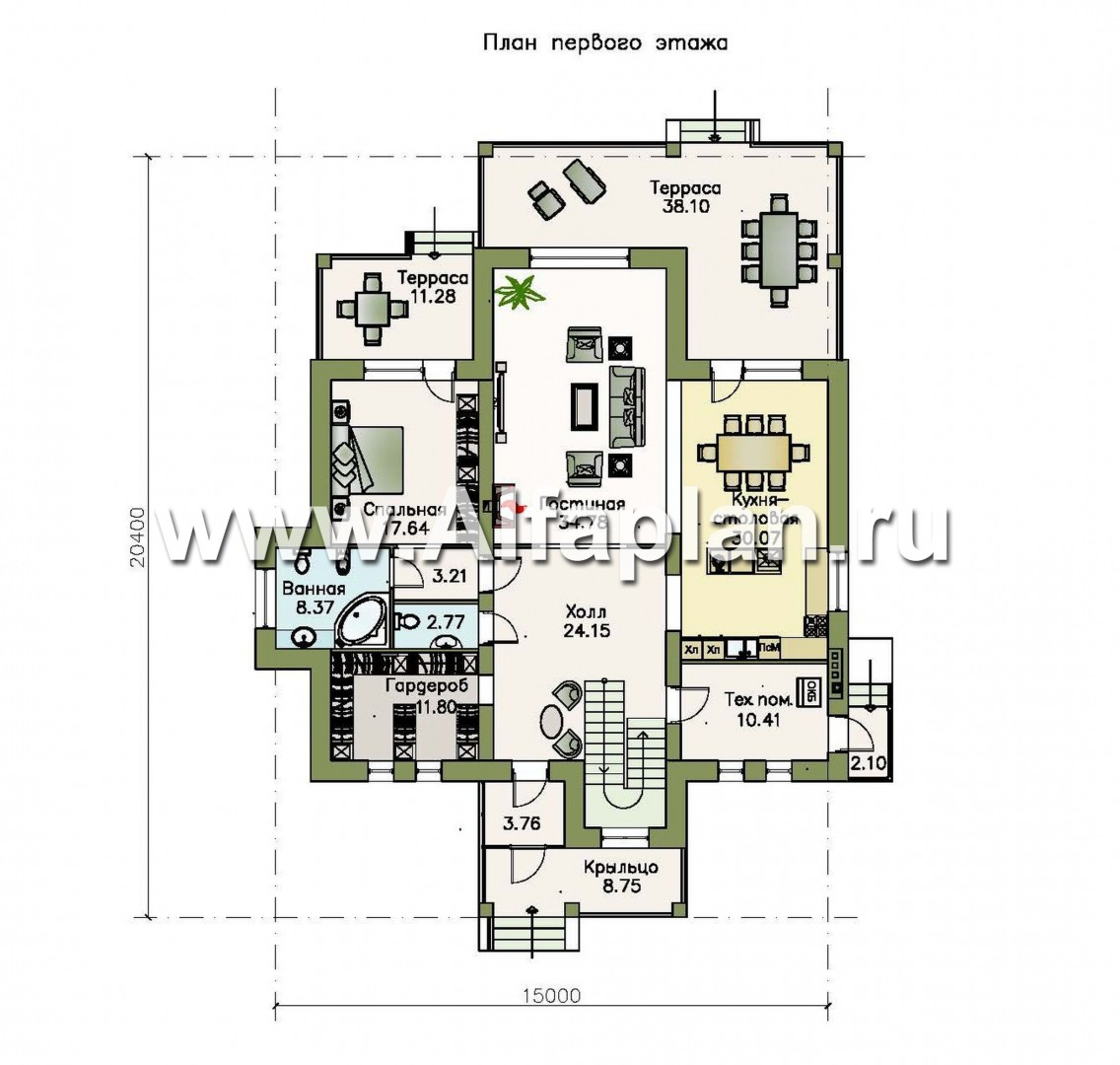 Проекты домов Альфаплан - «Демидов» - респектабельный особняк, в котором есть ВСЕ.... - план проекта №1