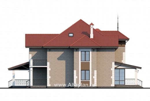 Проекты домов Альфаплан - «Демидов» - респектабельный особняк, в котором есть ВСЕ.... - превью фасада №3