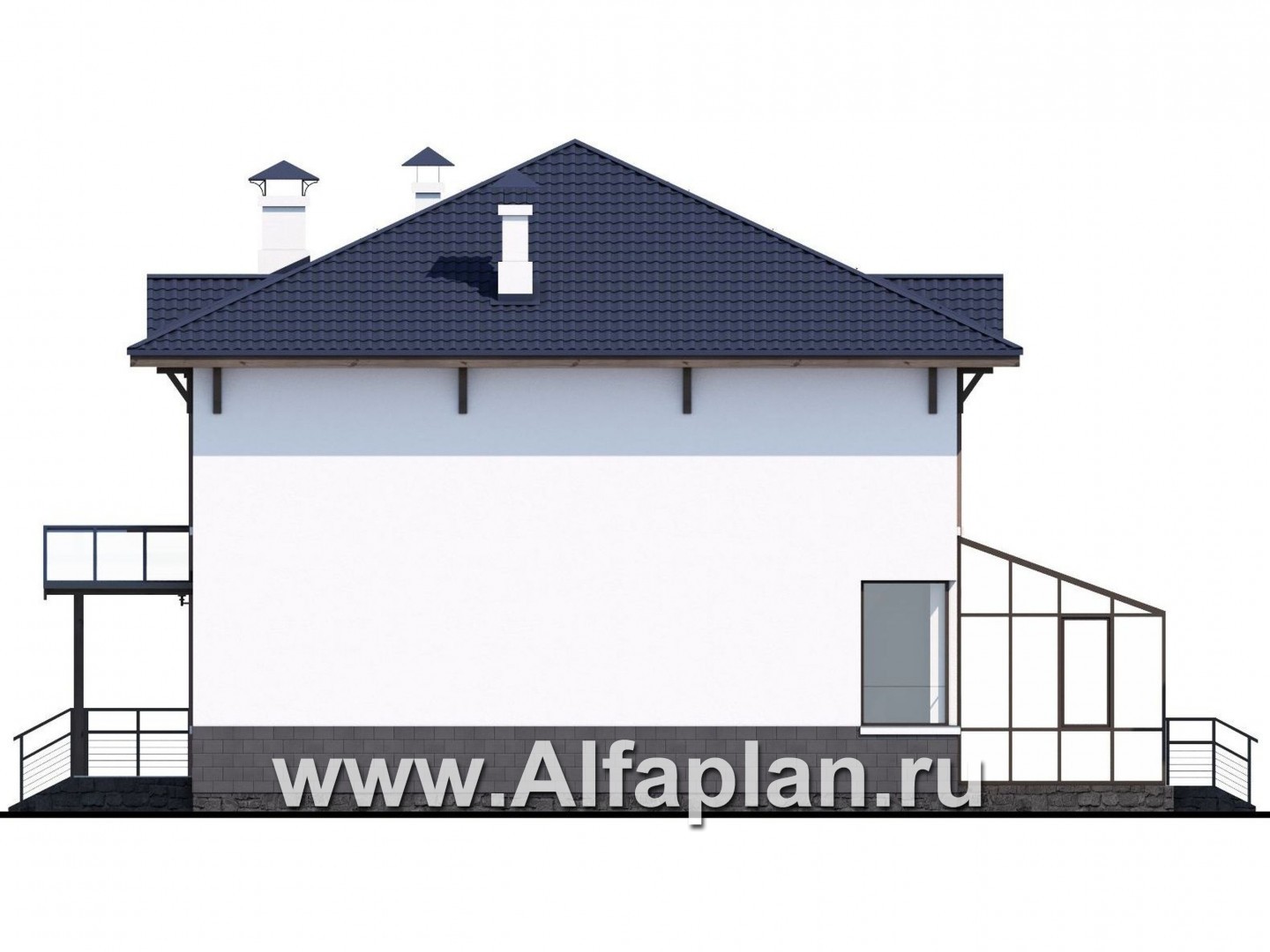 Проекты домов Альфаплан - «Четыре сезона» - современный дом с эффектной планировкой - изображение фасада №2