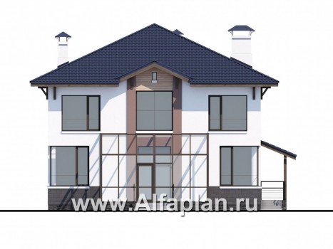 Проекты домов Альфаплан - «Четыре сезона» - современный дом с эффектной планировкой - превью фасада №4