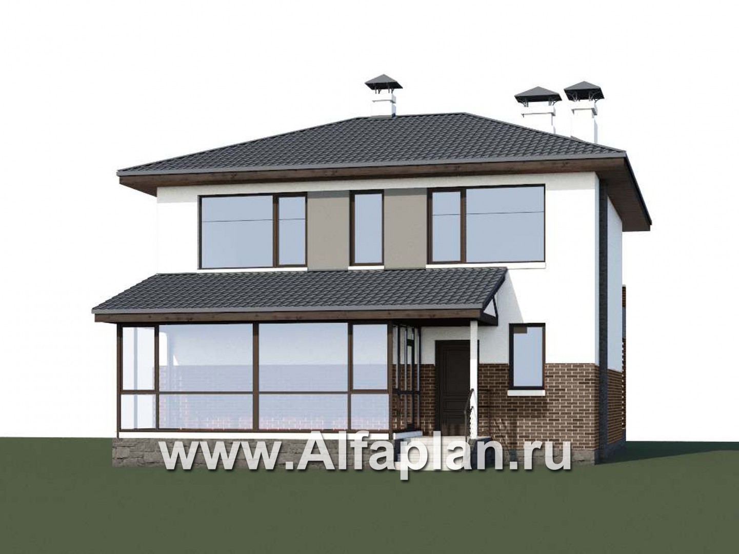 Проекты домов Альфаплан - «Орбита» - современный и удобный, компактный дом - дополнительное изображение №1